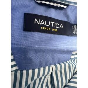NAUTICA Classic Fit Button Down Shirt Mens Size L Blue Striped Long Sleeve